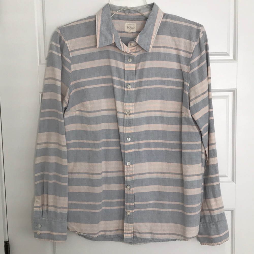 J Crew Striped Chambray Button Down Medium